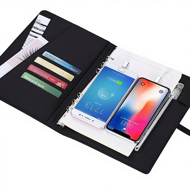 Custom Logo Business Gift Set Wireless Charging Loose-leaf Notebook Power Bank USB Flash Drive Corporate Promotional Box