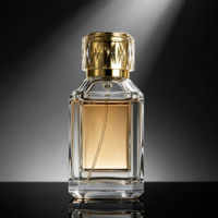 Flacon de parfum en verre transparent, 50 ml, 100 ml. Flacon de parfum luxueux vide avec couvercle doré, logo et emballage personnalisés