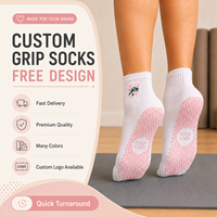 Chaussettes de yoga mi-mollet personnalisées avec logo, antidérapantes, haute qualité, faible MOQ, pour Pilates, Yoga, Fitness, pour femmes