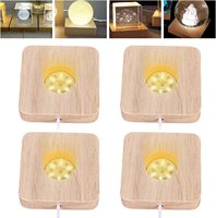 Base lumineuse LED en bois avec câble USB 5V, blanc chaud, intensité réglable, support d'affichage carré pour chambre à coucher, boule de cristal, art en verre, bijoux
