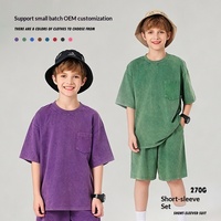 Ensemble de shorts et chemise à manches courtes en coton vintage classique, idéal pour les garçons, parfait pour le sport quotidien
