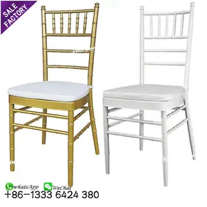 Sinoperfect Good Sales Gold White Stacking Metal Chavari Chairs Wedding Chiavari Tiffany Chair Wholesale Chairs Banquet Events