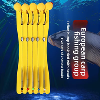 Ensemble de pêche à la carpe européen haut de gamme, pré-monté, avec hameçons barbelés à tête bombée recouverts de téflon, pour la pêche en mer, la pêche au fond, les lacs et les étangs