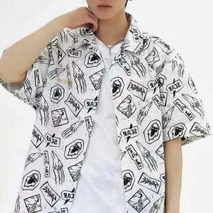 The Latest Wholesale Men's Holiday Short-sleeved Hawaiian <b>Shirt</b> Print Rayon Cuban Collar <b>Shirt</b> - Product Image 1