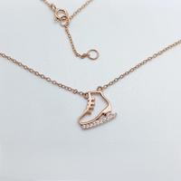 Collier de patinage sur glace en gros, acier inoxydable 316l plaqué or Pv18k, bijoux de sport, collier de hockey pour maman, cadeau pour patineuse artistique