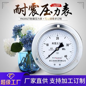 Custom-made axial-mounted M20*1.5 punched silicone oil shock-resistant pressure <b>gauge</b> YN100ZT - Product Image 5