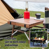 STARRYHEART Table de pique-nique basse pliante légère en rouleau en bois pour le camping pour la pêche à la plage