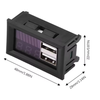 Voltímetro Digital, Probador de Capacidad de Voltaje USB de 12V, 3S, 11,1 V-12,6 V, Medidor de Batería de Plomo y Ácido de Iones de Litio, Probador Dual de Capacidad de Batería USB