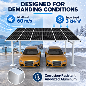 Support de carport solaire en aluminium pour deux voitures, résidentiel et commercial, installation rapide, OEM, taille et logo personnalisés, vente en gros - Product Image 4