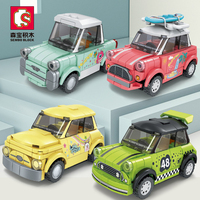 SEMBO BLOCK 607305-607308 Kit d'assemblage de briques de bricolage pour enfants, Mini Wuling Hongguang Q version jeu de blocs de construction de voiture, jouets