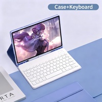 Casing Keyboard Nirkabel 2-in-1 untuk Samsung Galaxy Tab A11 / A9 Plus Tablet 11 Inch, Cover Folio Tipis dengan Tempat Pensil
