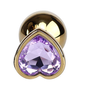 Petit, moyen, grand, plug anal en cristal en forme de cœur avec bijou, plug anal doré, vibrateur/dildo - Product Image 3
