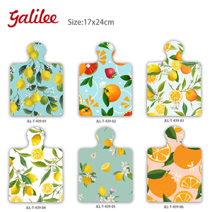 Planche à découper en céramique à long manche motif citron, isolation thermique, style européen et américain, épaisseur 10 mm, écologique, 17x24 cm - Product Image 1