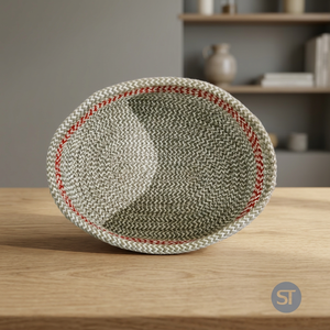 Panier de rangement tressé en coton doux H-10 rond B-16 cm pour la maison, la pépinière ou la salle de bain avec matériau écologique - Product Image 2