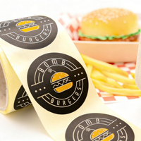 Étiquettes autocollantes personnalisées écologiques, imperméables, résistantes à l'huile, de qualité alimentaire, avec logo privé, pour l'emballage de la restauration rapide