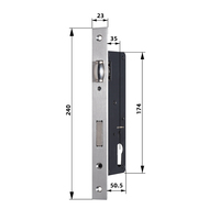 Serrure à mortaise silencieuse 85 mm avec corps de serrure à mortaise, loquet à rouleaux, plaque frontale en acier inoxydable 304, finition chromée brillante ANSI