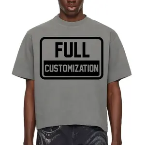 Men's Cropped T Shirt Heavyweight Oversized Custom Tshirt Printing Logo Boxy Fit Crop Blank Cotton Streetwear T Shirt For Men