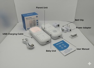Babyphone audio numérique à batterie rechargeable avec clip ceinture et crochet de suspension, affichage de l'humidité de la pièce - Product Image 3