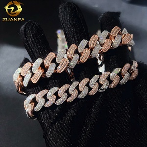 Nuovo Design Popolare Hip Hop Bracciale Cubano da Uomo in Moissanite Bicolore <span class=keywords><strong>Argento</strong></span> e Oro Rosa da 16MM - Product Image 6