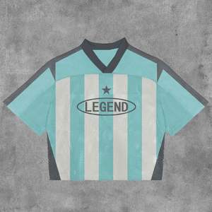 Herren Fußball Trikot Stil Kurzarm Sport hemd Herren V-Kragen Letter-Printed Street T-Shirt - Product Image 4