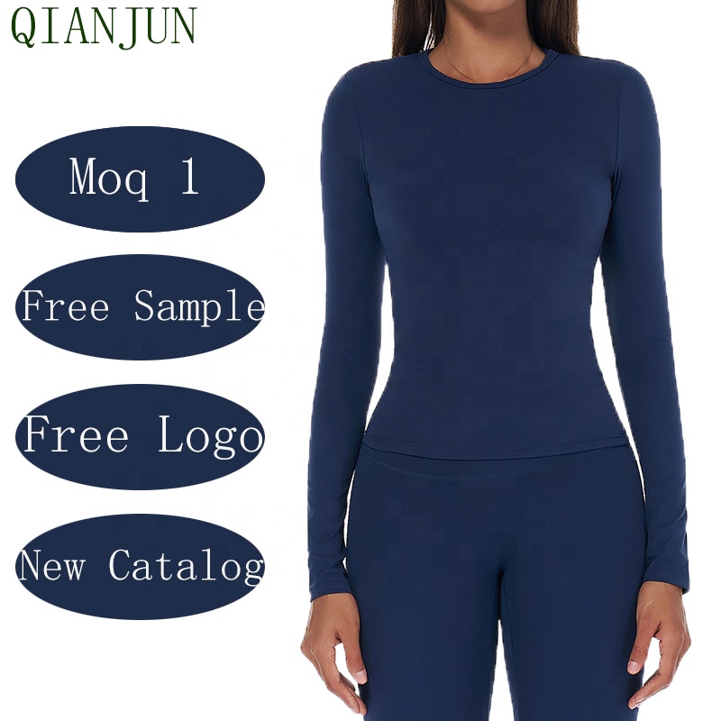 New Arrived Women Long Sleeves Gym Fitness Running T-Shirt Sweatshirt Round Collar Slim Fitting Women Sport Yoga Top