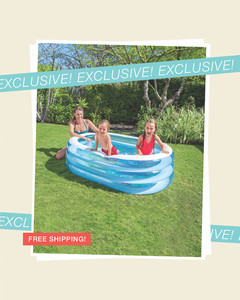 สระว่ายน้ำเป่าลมรูปวงรีสำหรับเด็ก 3 ชั้น ลายทะเล สระน้ำเด็กเล่นในสวนหลังบ้านสำหรับฤดูร้อน - Product Image 4