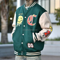Chaqueta Varsity Personalizada, Estilo Letterman, Streetwear Y2K, Bordado, Parches de Chenilla, Mangas en Contraste, Botones a Presión, Estampado Gráfico, Venta al Por Mayor