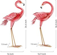 Lot de 2 grandes statues de flamants roses pour jardin, sculptures gonflables en métal, oiseaux, art de jardin, décoration extérieure, décoration de maison, animaux