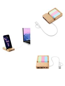 USB-2,0-концентратор и док-станция XUIX, 2-4 порта, бамбуковая подставка для телефона, комплект для зарядки - Product Image 3