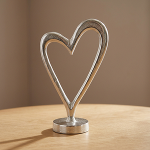AK Brass Heart Metal Tabletop Sculpture In Silver Finished <b>Decorative</b> Showpiece For <b>Valentine</b> day Gifting - Product Image 1