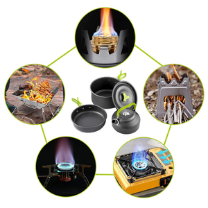 Set di Pentole da Campeggio URPOOL con Padelle in Lega di Alluminio Capacità 4-5L Compatibili con Gas e Induzione con Coperchio <span class=keywords><strong>per</strong></span> Uso <span class=keywords><strong>Esterno</strong></span> - Product Image 2