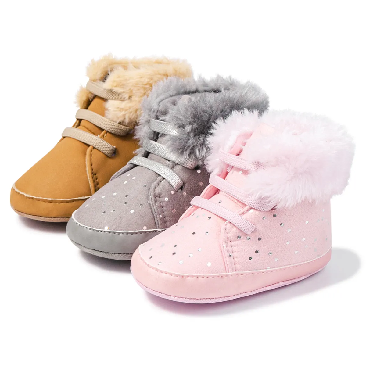Nueva moda 2023 invierno cálido infantil algodón suave zapatos para bebés PU cuero transpirable botas de bebé para interior