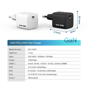 Nuevo Cargador GaN de 100W PD3.2 AVS USB C, Cargador Tipo C de Carga Rápida, Enchufe Universal para iPhone, <span class=keywords><strong>Samsung</strong></span>, Laptop, Cargador de Pared - Product Image 6
