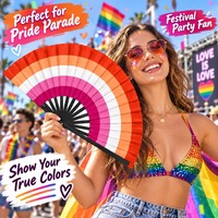 Éventail pliant personnalisé Sunset Lesbian Pride, 13 pouces, en bois, plastique, bambou, éventails arc-en-ciel