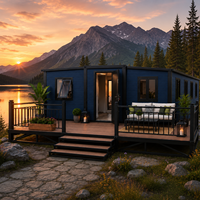 Maisonnette modulaire avec terrasse avant, maison préfabriquée en conteneur pour complexe hôtelier, glamping, jardin et usage touristique