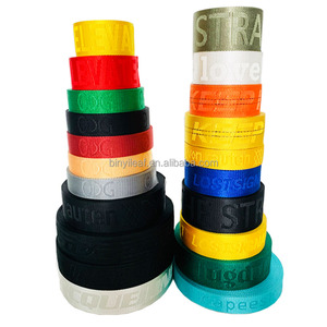 Nhà máy tùy chỉnh bền 38mm dệt tái chế Polyester vải băng <span class=keywords><strong>3D</strong></span> logo dập nổi Jacquard Nylon vải dây đeo cho túi - Product Image 5