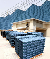 Tuiles de toiture en acier Aluzinc bleu durable 0,3 mm 0,4 mm, ignifuges, modernes, avec revêtement résistant à la chaleur, bleu océan