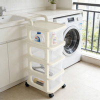 Chariot utilitaire moderne en plastique PP à cinq niveaux, multifonctionnel, type autoportant, capacité 3-4L, pour salon et chambre à coucher