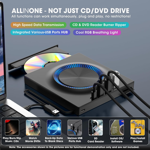 Tùy chỉnh RGB ổ đĩ<span class=keywords><strong>a</strong></span> ngoài Burner Player với USB 3.0 USB <span class=keywords><strong>C</strong></span> khe <span class=keywords><strong>c</strong></span>ắm thẻ Hub xách tay DVD CD ROM +-RW ổ đĩ<span class=keywords><strong>a</strong></span> Nhà Văn cho máy tính xách tay - Product Image 2