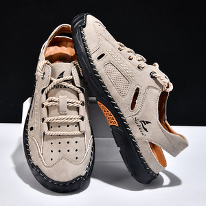 Sandalias con punta cerrada cosidas a mano para hombre, sandalias informales huecas transpirables, zapatos anticolisión para exteriores, para salidas de ocio junto al río - Product Image 3
