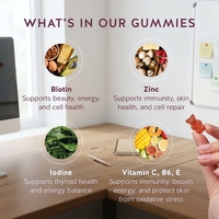 Gummies à la biotine pour la croissance des cheveux, des ongles plus forts, une peau saine, 30 gummies, végétaliens, vitamines C, E, zinc, formule naturelle, 1 gummy par jour