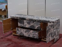 SH STONE Plan de travail d'îlot de cuisine en marbre gris naturel poli sur mesure, design moderne, table centrale avec tiroirs pour appartement
