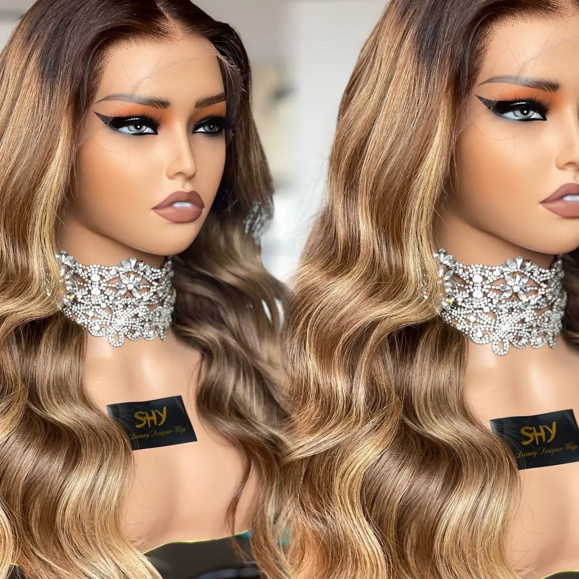 شعر مستعار طبيعي أصلي من Balayage عالي الوضوح مغلق من الأمام للبيع بالجملة للنساء ذوات البشرة السمراء