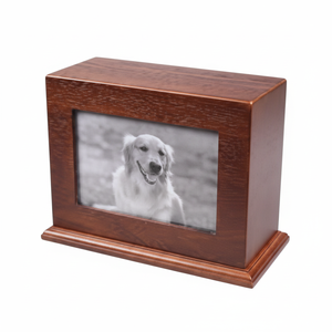 Venta caliente estilo americano moderno mascota urna conmemorativa calidad gato y perro cenizas recuerdo con marco de fotos suministros funerarios - Product Image 1