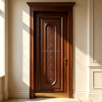 Porte d'entrée simple/double en bois massif noyer/ébène sculpté pour maison avec dessus décoratif, porte extérieure