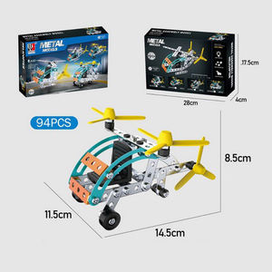 Artículos de 1 dólar, 99 piezas de autoensamblaje, modelo de Metal, bloques de construcción, avión, helicóptero, estructuras de juguete, <span class=keywords><strong>juegos</strong></span> meccanoed de helicóptero - Product Image 3