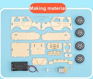 Fai da te in legno modello di auto giocattoli di scienza adolescente assemblato giocattoli di sollevamento elettrico materiale kit per bambini educativi - Product Image 4