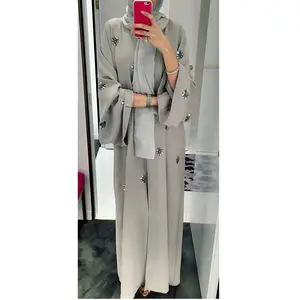 En gros Abaya Dubaï Hijab Kaftan Kimono Robe Musulmane Femmes Mode Paillettes Brodé Cardigan Robe Islamique Turquie Vêtements