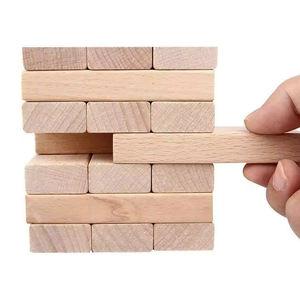 Set mainan blok susun kayu Le Go, set 51 buah menara kayu pinus, mainan susun kayu - Product Image 1