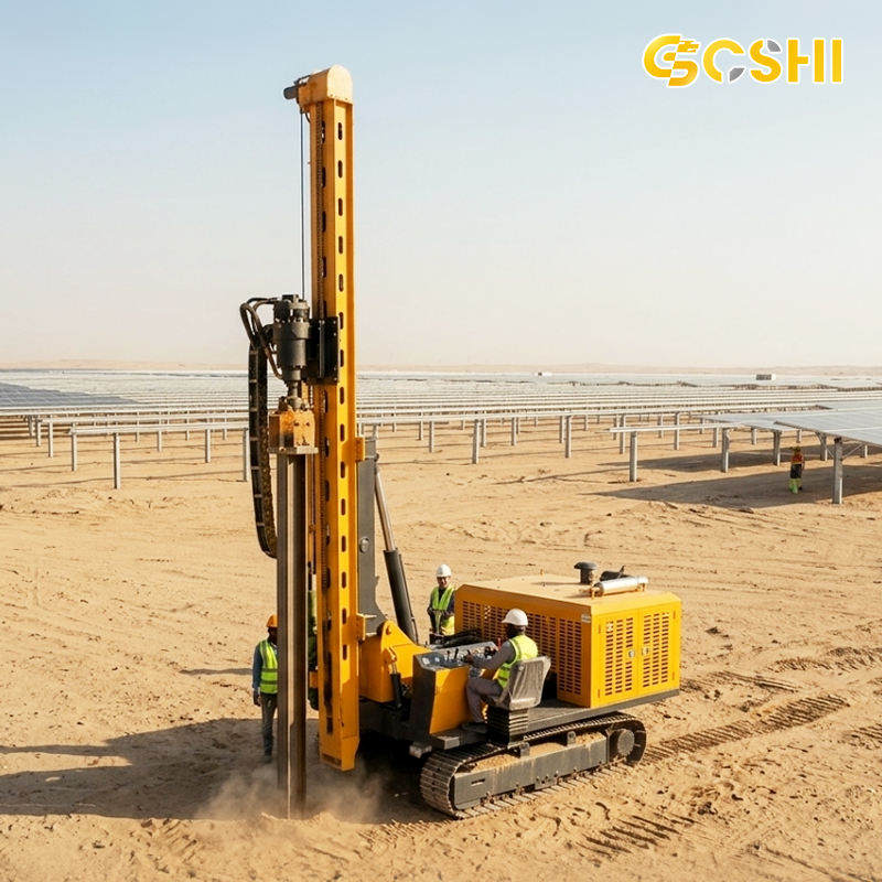 High Efficiency Solar Pile Driving Rig, 85kw Powerful Hydraulic System ...